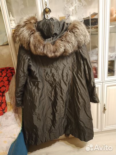Парка с мехом длинная 54-60