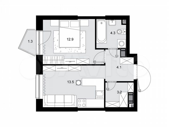 1-к. квартира, 38,4 м², 11/28 эт.