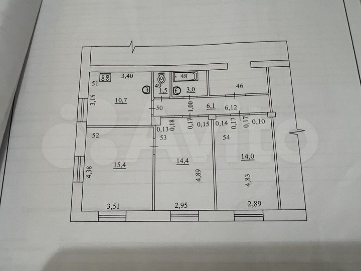 3-к. квартира, 65,1 м², 3/4 эт.