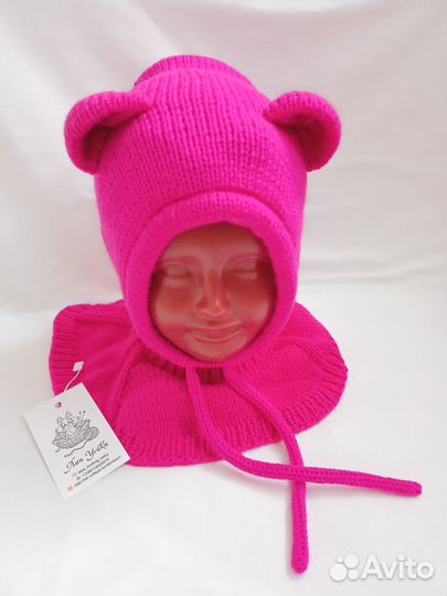 Шапка шлем с ушками мишутки