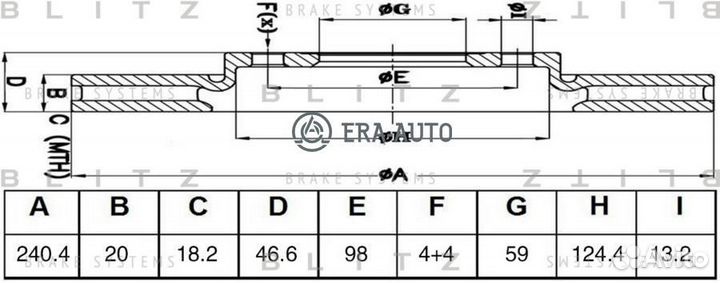 Blitz BS0465 Диск тормозной вентилируемый перед