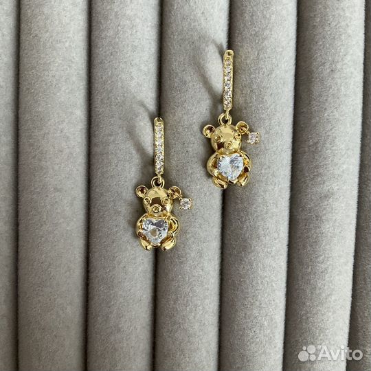 Серьги медведь мишка с пирсингом