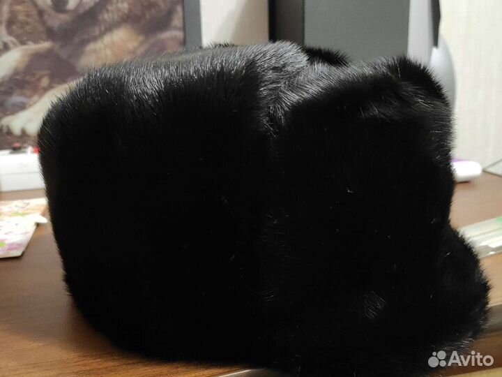 Норковая шапка мужская черная