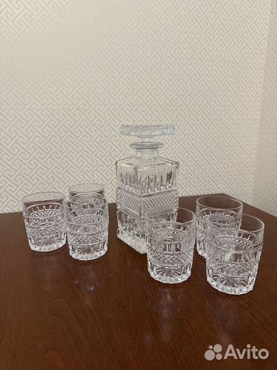 Штоф хрустальный и 6 стаканоа Богемия