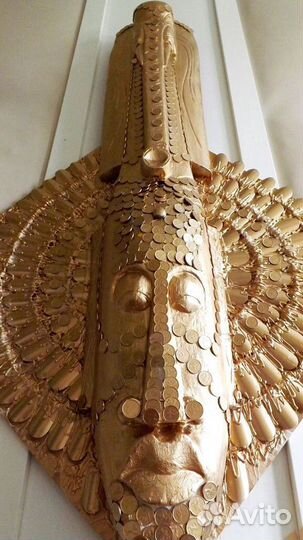 Панно интерьерное (золото), тотем, маска, слон