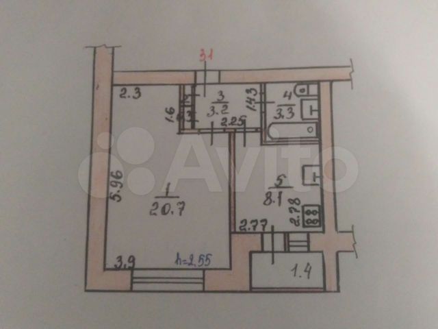 1-к. квартира, 35,6 м², 3/5 эт.