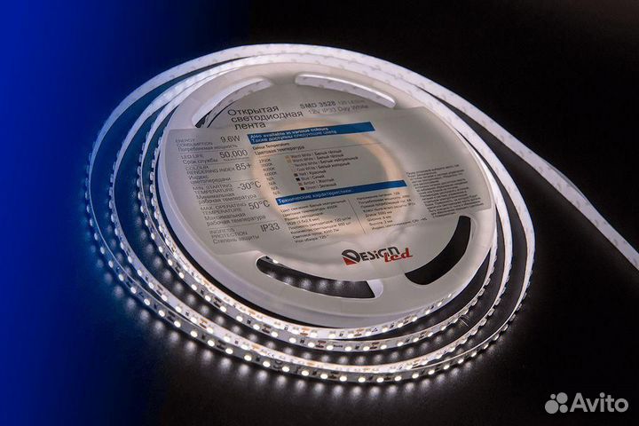 Светодиодная влагозащищенная лента DesignLed 9,6W/m 120LED/m 3528SMD нейтральный белый 5M 001132