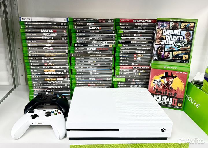 Xbox One S + 450 игр + 2 геймпада