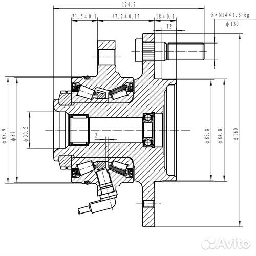 Ступица передняя ssang yong actyon/kyron/rexton