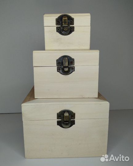 Шкатулки для декора деревянные, набор из 3-х шт