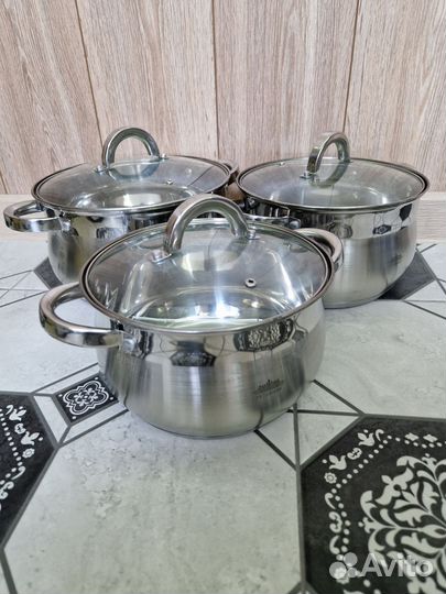 Набор кастрюль из нержавейки. Новый