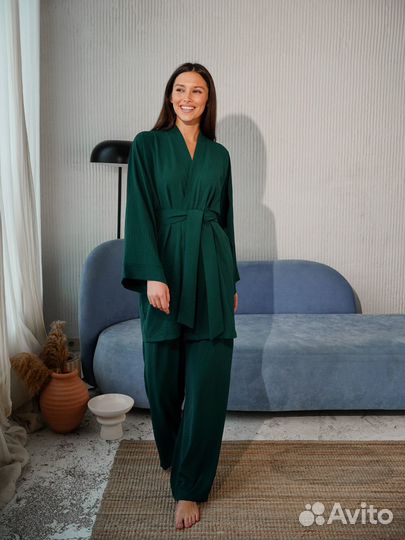 Пижама женская/ Домашний костюм с кимоно и штанами