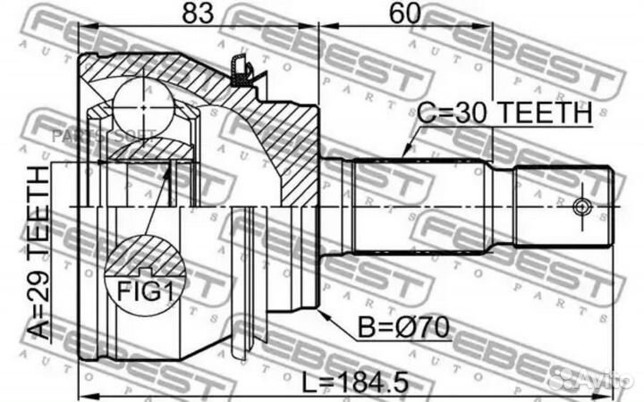 ШРУС внешний toyota tacoma GRN2##/TRN2## 2004-2015