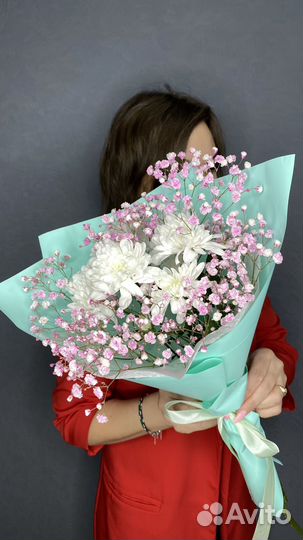 Цветы. Хризантема. Гипсофилы