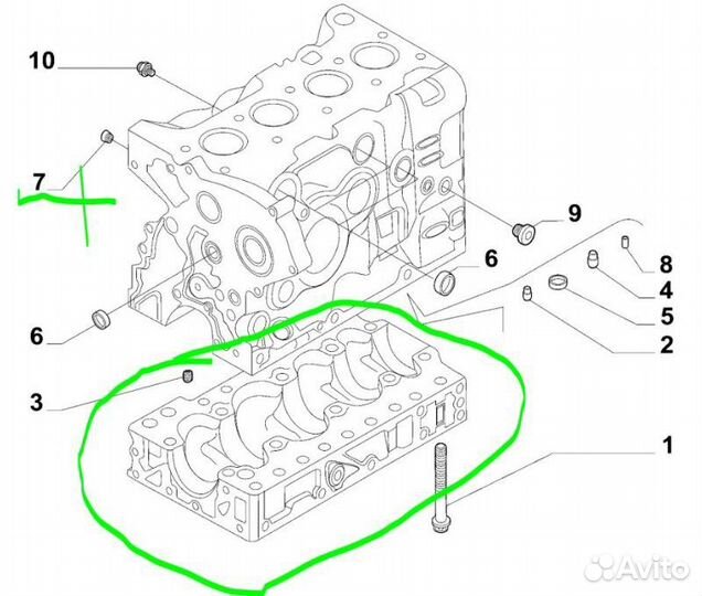 Б/У Блок цилиндров (Блок Двигателя ) Нижняя часть
