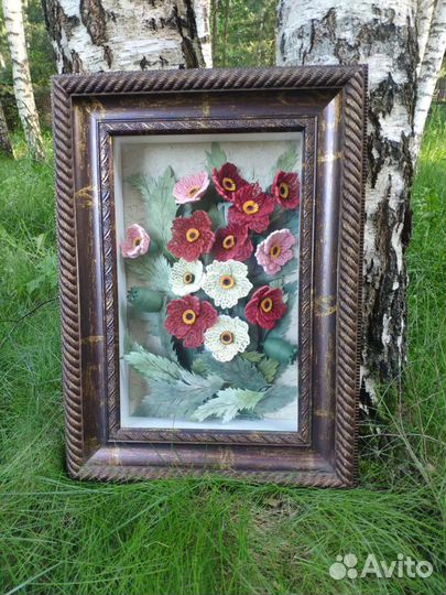 Маки. Авторская Картина Корейское бумагокручение