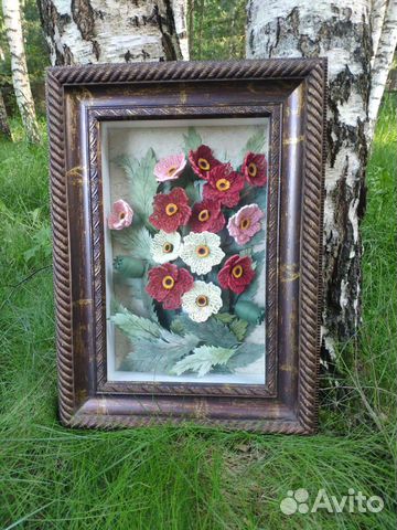 Маки. Авторская Картина Корейское бумагокручение