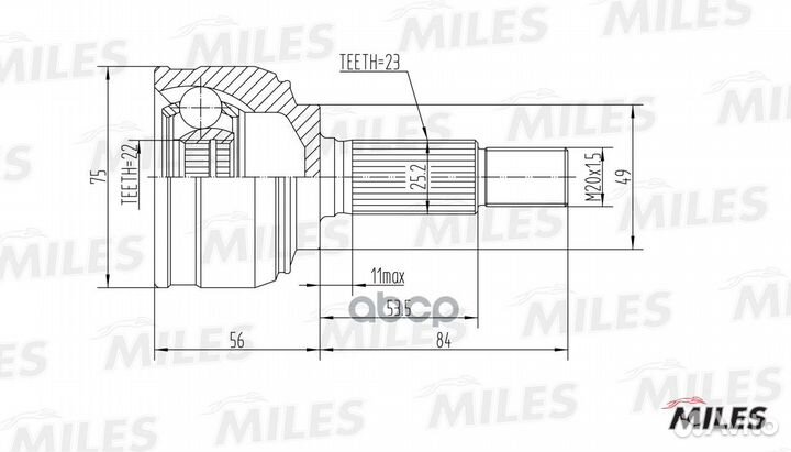 ШРУС nissan micra 1.5 03- нар. ga20308 Miles