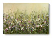Картина маслом 100х70, поле цветочное