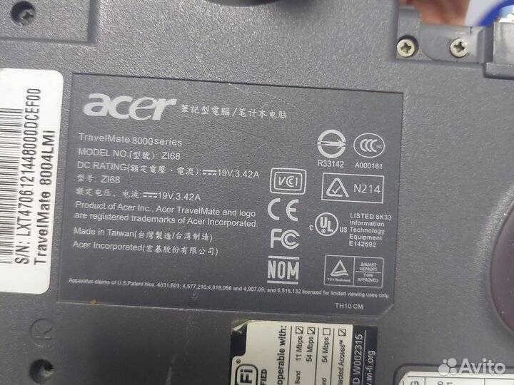 Ноутбук на запчасти acer zl68 travel mate 8000