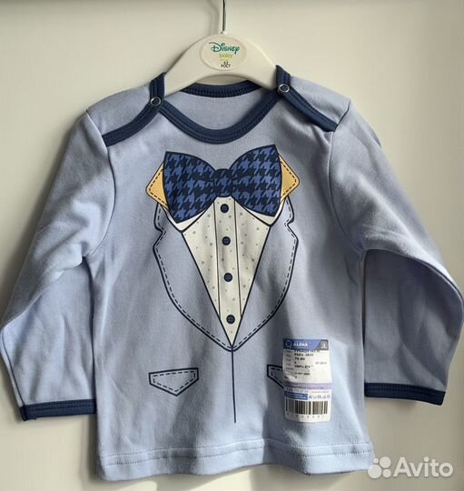 Новая Рубашка,футболка с длин рукавом,80см голубая