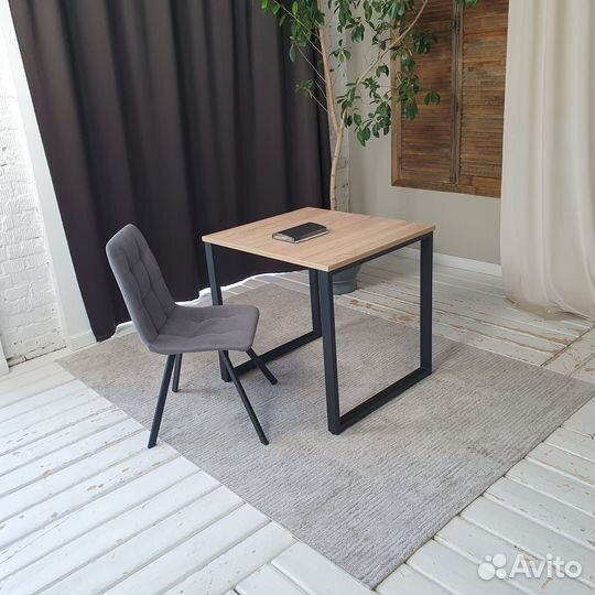 Компьютерный стол Лофт Дуб 80*70 см. Черные ножки