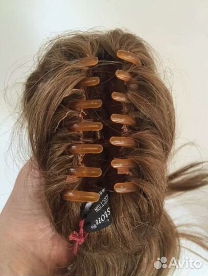 Шиньон из натуральных волос хвост на крабе