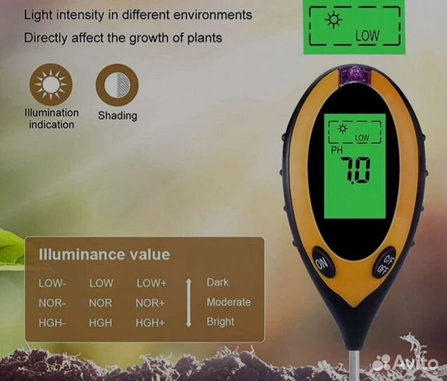 Измеритель Ph,свет,влажность,температура 4в одном