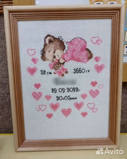 Метрика для новорожденных,вышивка крестом