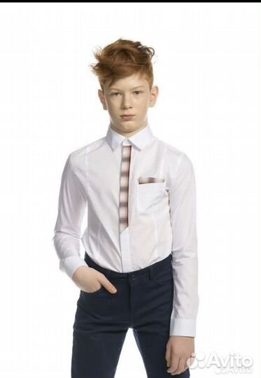 Рубашка белая для мальчика 140-146
