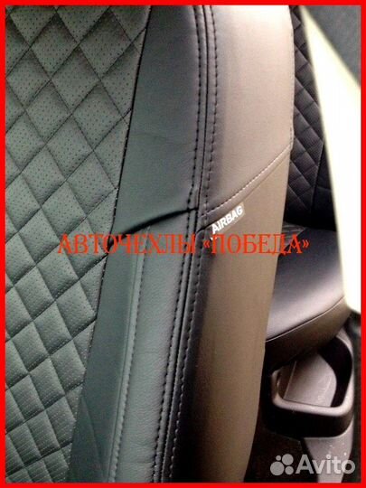 Чехлы Ford Focus 3 из экокожи чёрные Ромб