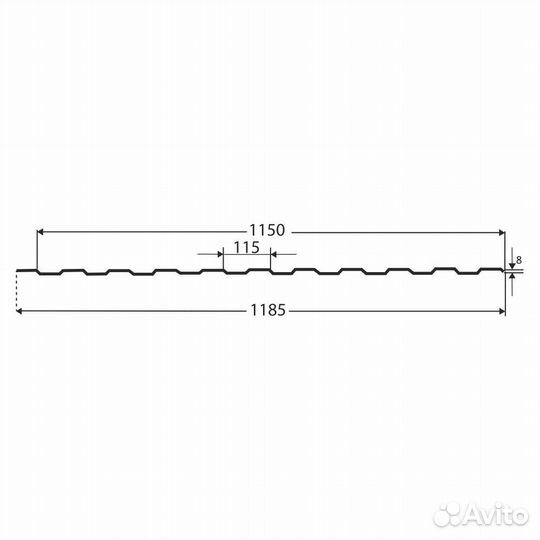 Профнастил С8 1,185х2 м 0,3 мм принтек хаки