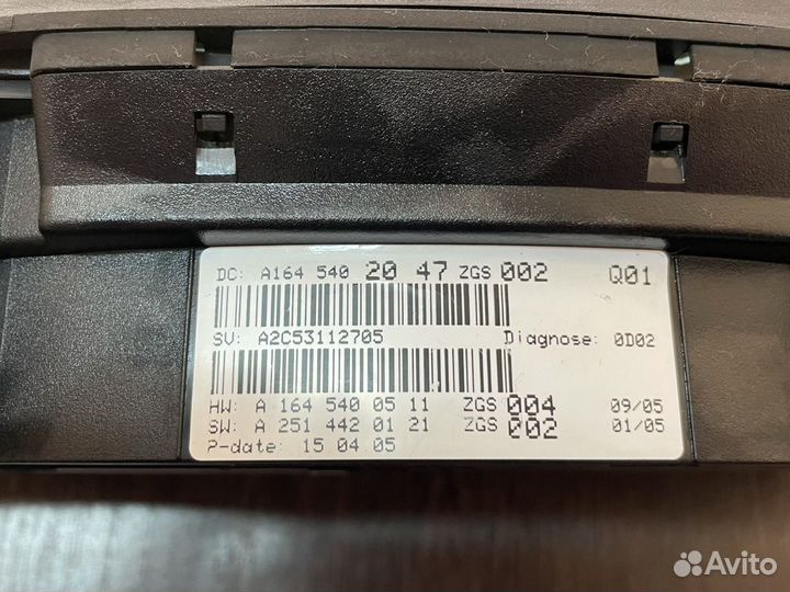 Панель приборов Mercedes ML W164