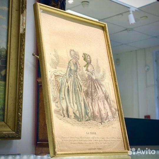 Антикварная литография Мода, 19-й век, Франция