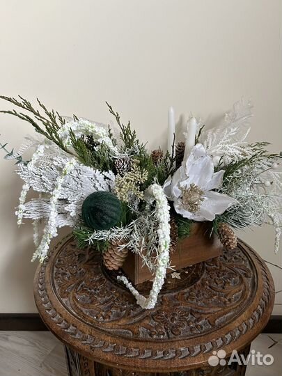 Новогодняя композиция на стол, подсвечник