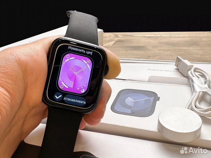 Apple Watch 9 45 mm (С яблоком при включении)