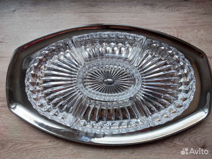 Менажница мельхиор хрусталь СССР
