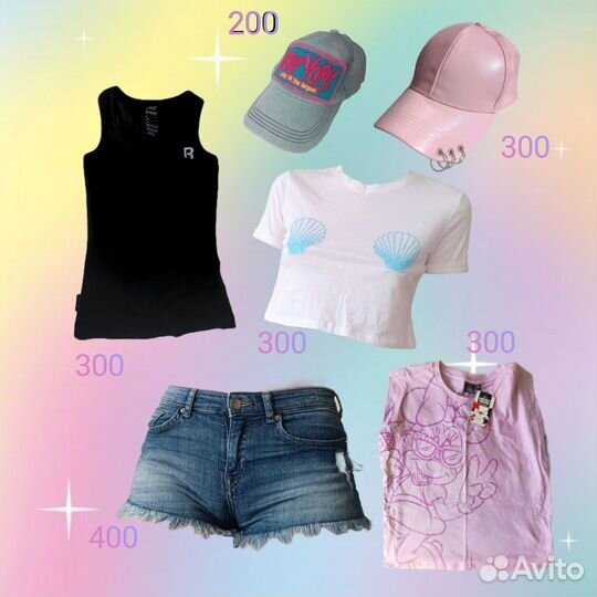 Вещи летние, шорты, топ, майка, кепка
