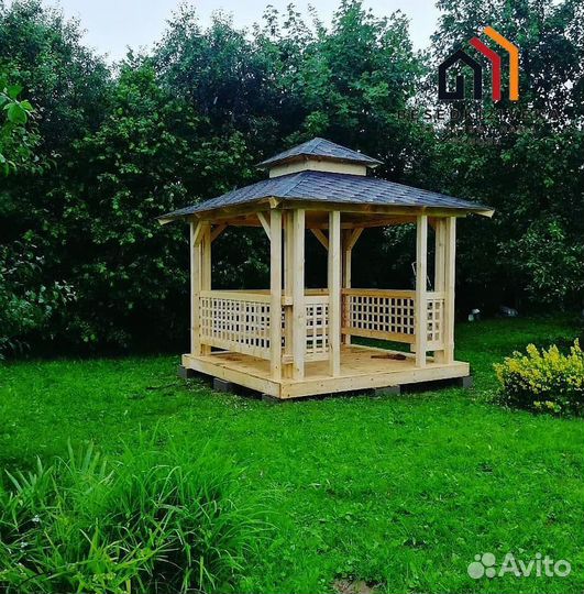 Беседка из сосны. Доставка