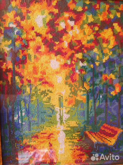 Картина осень вышита алмазная мозайка имеется в на