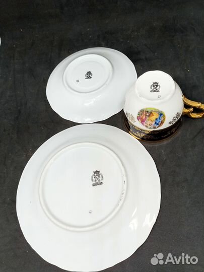 Чайный набор. Чехосл. Кобальт. Оригинал