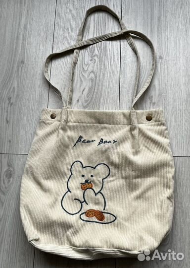 Cумка Шоппер Вельветовый с мишкой