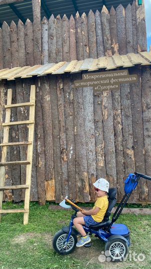 Детский трехколесный велосипед коляска с ручкой