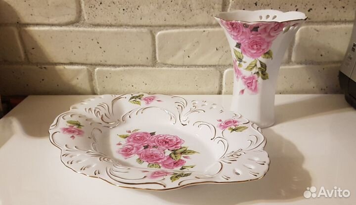 Ваза для цветов, блюдо-конфетница резные