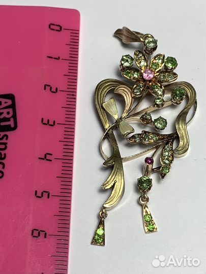Подвеска и брошь - антиквариат 56 проба золота