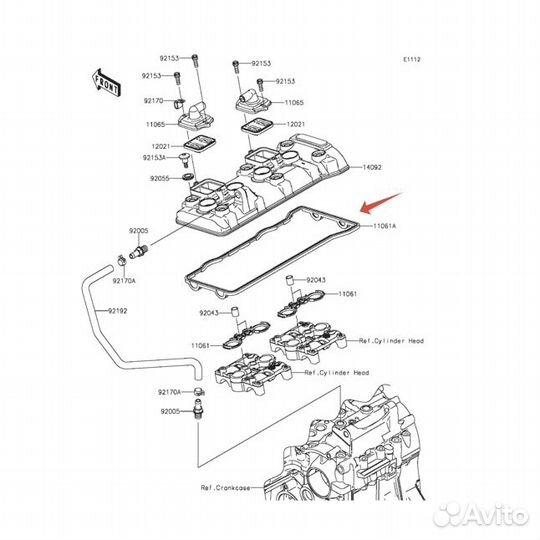 Kawasaki Прокладка клапанной крышки ZX6R