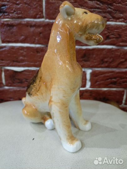 Фарфоровая статуэтка (собака эрдельтерьер, лфз