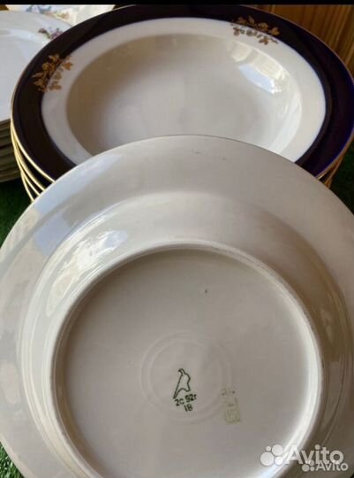 Тарелки Дулево Кобальт Роза СССР