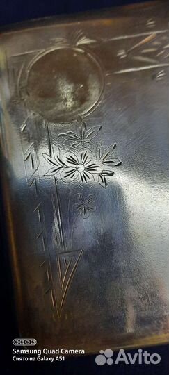 Портсигар серебро 875 пробы. Антиквариат 110 лет