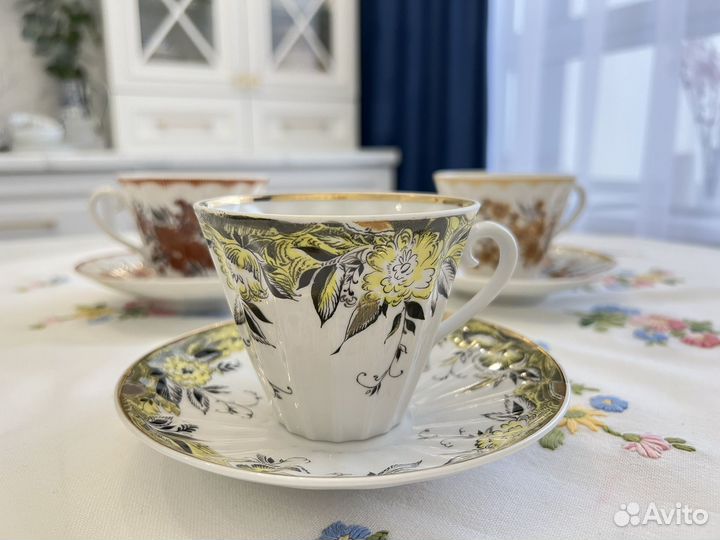 Чайные пары лфз из фарфора, форма Лучистая